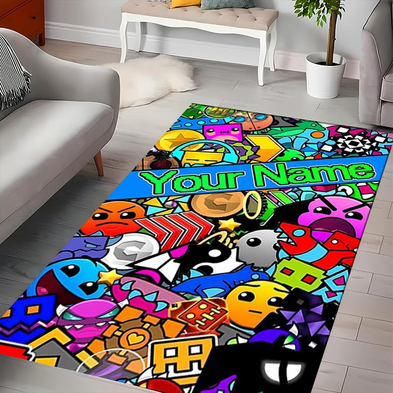 Custom personalization Geometry Dash Area Rug - Perfect For Kitchen, Bathroom,Laundry Room Decor Large Size Available,Gift All Seasons