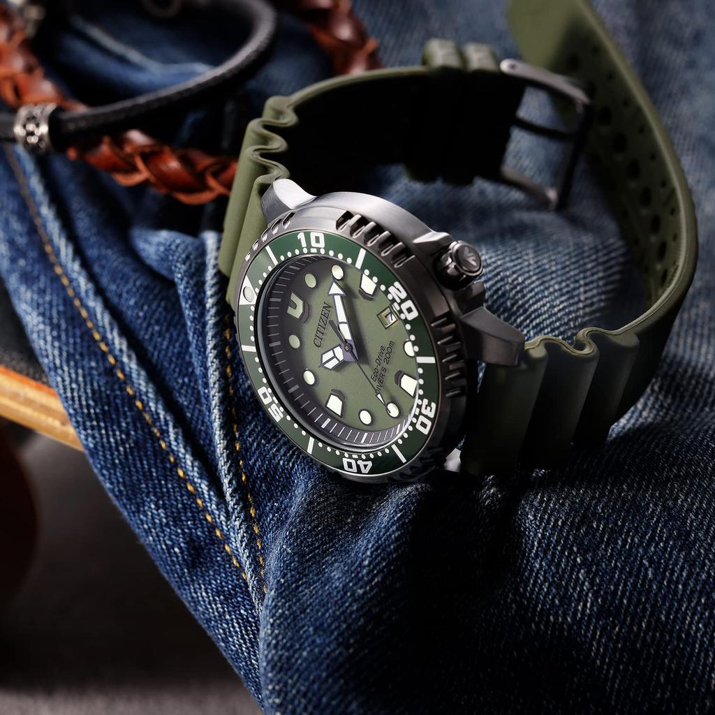 [CITIZEN] PROMASTER BN0157-11X Solar-powered Eco-Drive Diver's Watch, 200m Water Resistant, Men's, Khaki Green, Luminous Hands