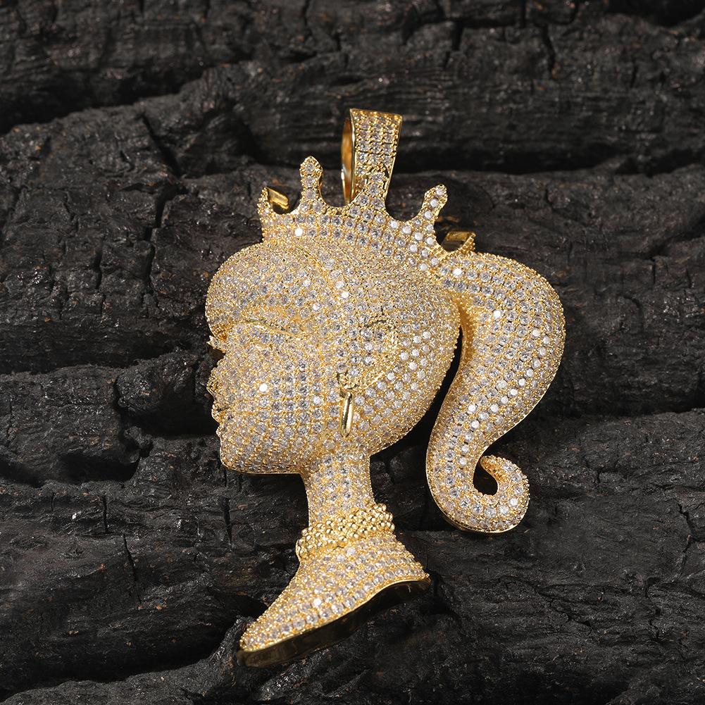 European and American Ins New Crown Barbie Pendant Necklace Copper Inlaid Zircon Niche Pendant Trendy Versatile Accessories