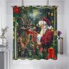 1pc Merry Christmas Print Waterproof Shower Partition Curtain Multi Size Privacy Protection with 12 Hooks Easy Installation