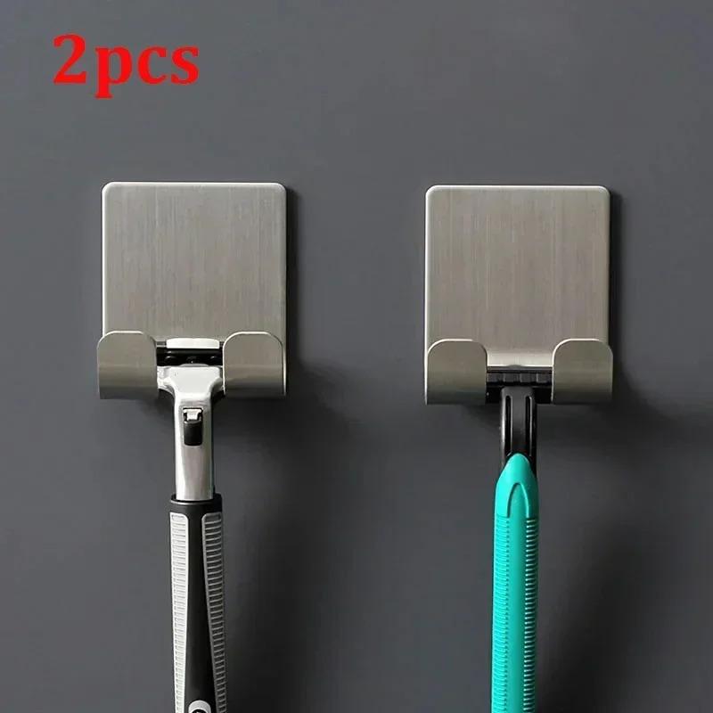

2 stainless steel shaver racks, men s shaver racks, shaver racks, shaver storage racks, bathroom hook storage racks 2pcssilvery B4965A2p