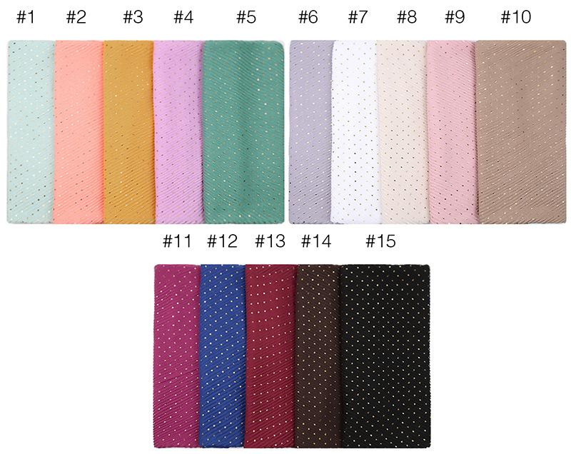 New Pleated Polka Dot Hijab Scarf Women Shimmer Ripple Shawls Muslim Glitter Shawl Wraps Stretchy Headband Scarves Soft Pashmina