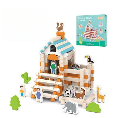 Wooden Building Blocks Set Toddler Natural Wood Block Montessori Learning Toy Stacking Toys Building Blocks Gifts for Kids Age 3