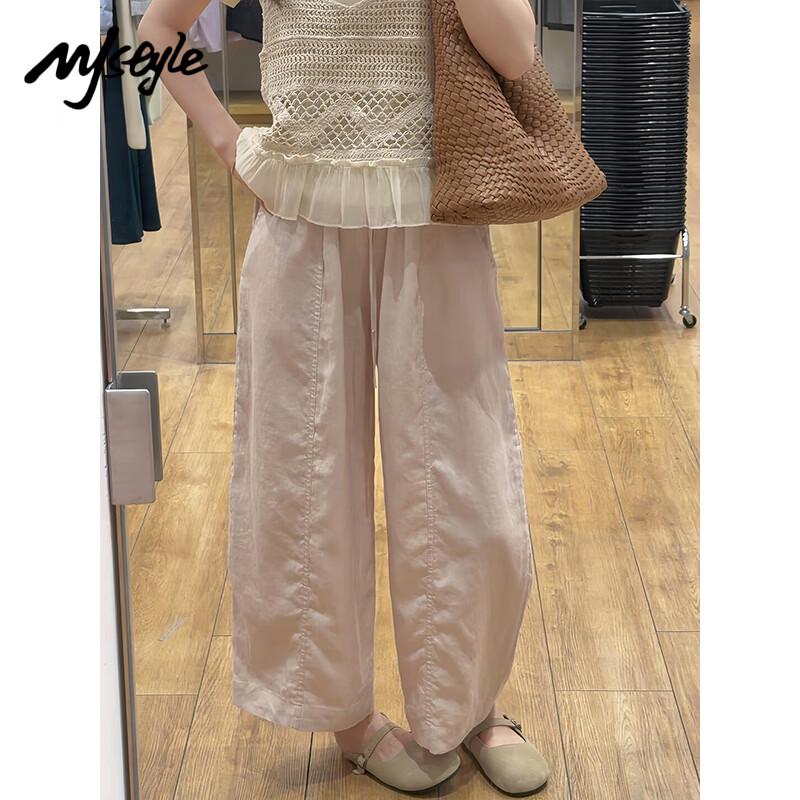 MJ STYLE Women s Tencel Linen Wide-Leg Pants M