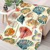 Cozy All-Season Flannel Throw Blanket with Colorful Beach Shell Print - Soft, Reversible & Machine Washable - Perfect Gift for
