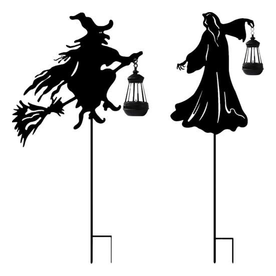 1/2Pcs Outdoor Witch Solar Lanterns Halloween Decorations Weather-Resistant
