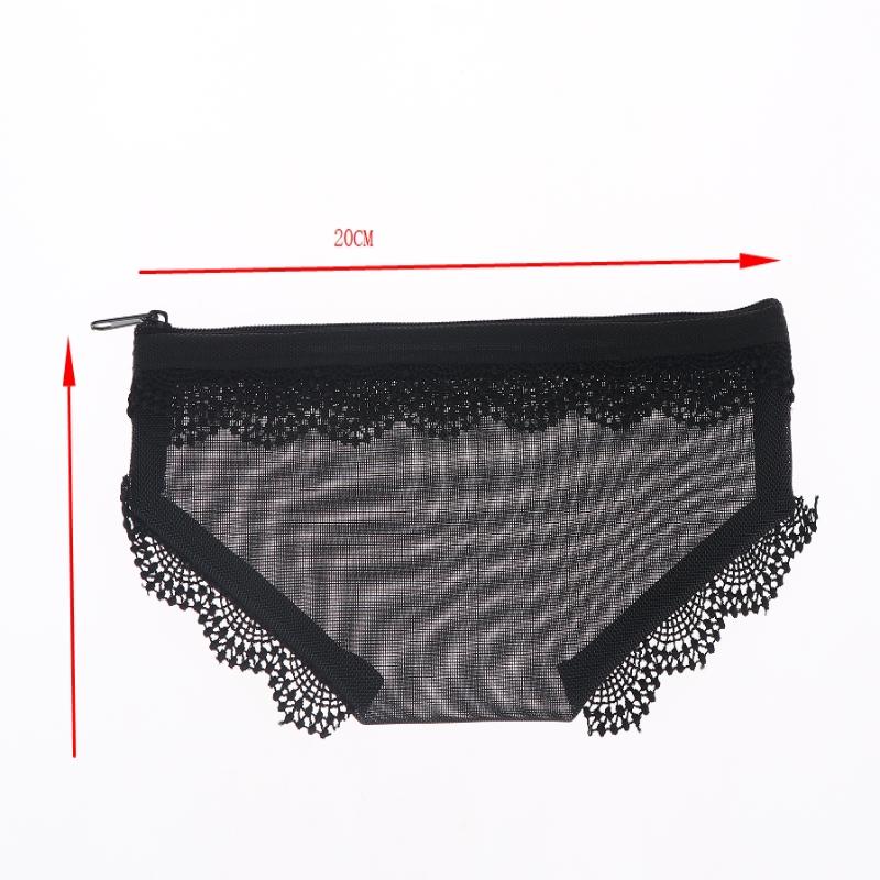 Briefs Shape Cosmetic Bag Mesh Lace Heart Makeup Storage Pouch Y2K Transparent Toiletry Bag Storage For Travel