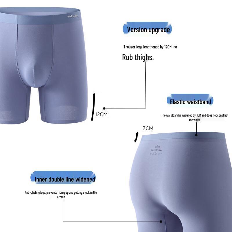 Maoren Men's Pima Cotton Anti-Chafe Long Leg Boxer Briefs