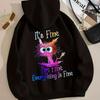 I'm Fine Everthing Is Fine Letter Printed Women Hoodies Fashion Fleece Hoody Creativity Street Loose Cotton Sweatshirts Plussize