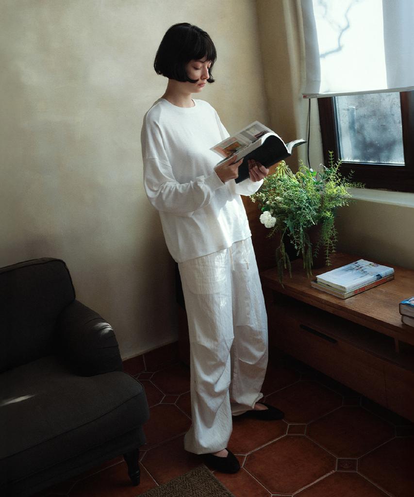 Siyajyu Sipt7184 Silky Parachute Pants_Cream