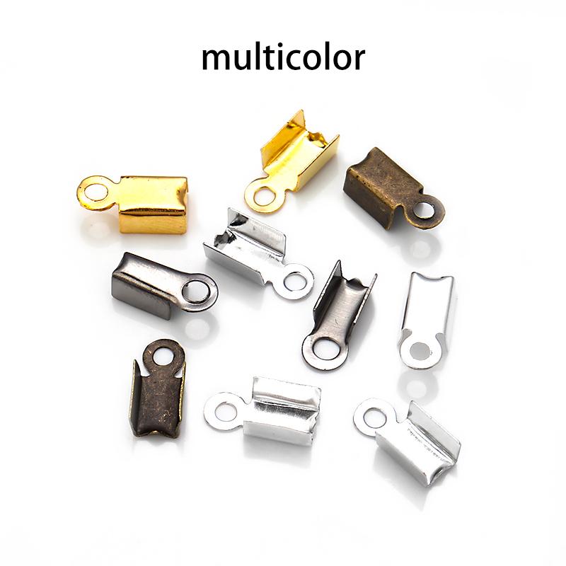 200 Stück/Los Quetschperlen Abdeckkappen Schnur-Endkappen Kordelband Lederclip Faltverschluss Für Schmuckherstellung DIY Halsketten-Verbinder
