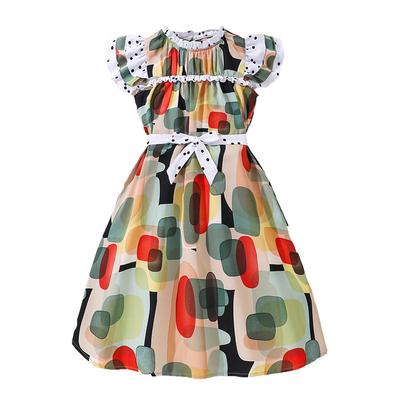 Vestito per Bambina Taglia Grande Abbigliamento Bambini Estate Nuovo Elegante Stampato Manica a Sbuffo Carino Vestito a Pois
