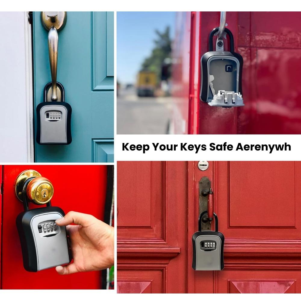 Wall Mounted Key Safe Box 4 Digit Combination Password Outdoor Key Storage Safe Box Weatherproof Wall Mounted Lock Box for Keys