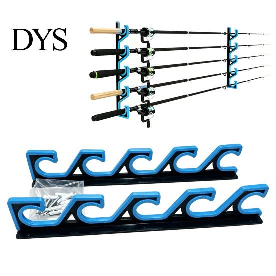 Garage Rod Storage Solutions 2Pcs Wall Mount Fishing Holder, 5 Pole Display Mounted Rack for Shed, Horizontal Organizer Stand Heavy Duty