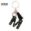 Lightweight Keychain Pendant, Sequins Star Letter A-Z Charm with Tassel, Gift Alphabet Initial Metal Keyring for Handbag Backpack Bag