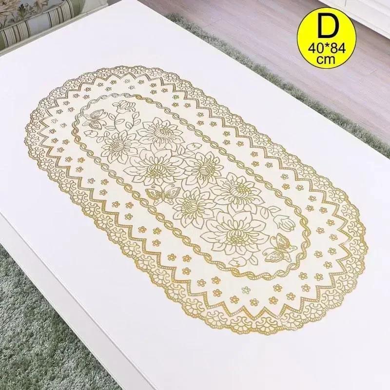 Household Fashion Creative Table Decor Vintage Lace Embroidered Oval Tablecloth Party Tea Table Mats Waterproof PVC Table Cloth