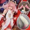 Yae Miko Plush Ears Headband Tail Suit Cosplay Lolita Anime Fox Cat Headwear Halloween Party Costumes Accessories