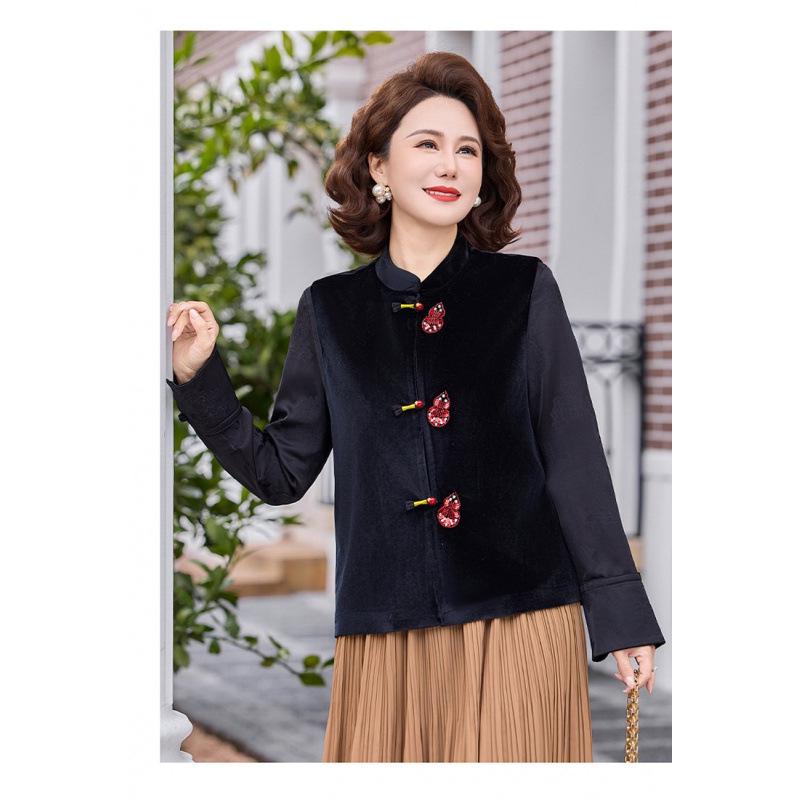 

2026 Spring/Autumn Gold Velvet Wide-Cut Sleeveless Shawl Vest for Middle-aged Women 5XL (145-160 jin) червоний