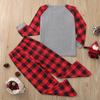 Christmas Children Letter Plaid Print Top Blouse+Pants Family Clothes Pajamas