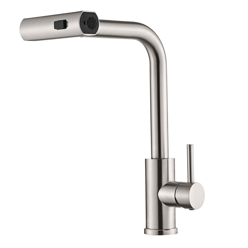 304 StainlessKitchen Faucet Pull Out Rotation Waterfall Stream Sprayer Brushed High Efficiency Cleaning Sink Steel Tap Accessory
