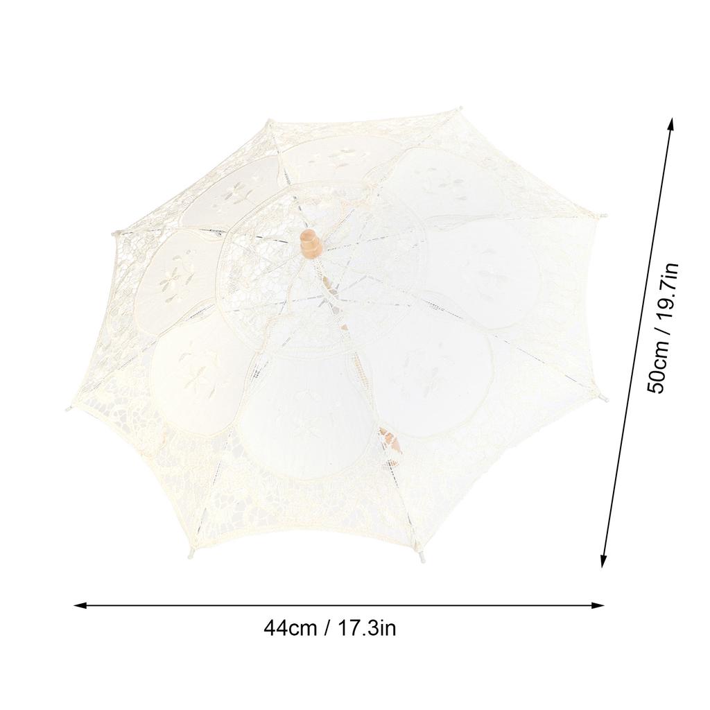 Lace Umbrella Parasol Vintage Wedding Bridal Umbrella for Photo Costume Party SuppliesL Beige