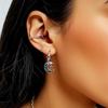 Black and White Design Black Zircon Moon Shape Drop Earrings for Women