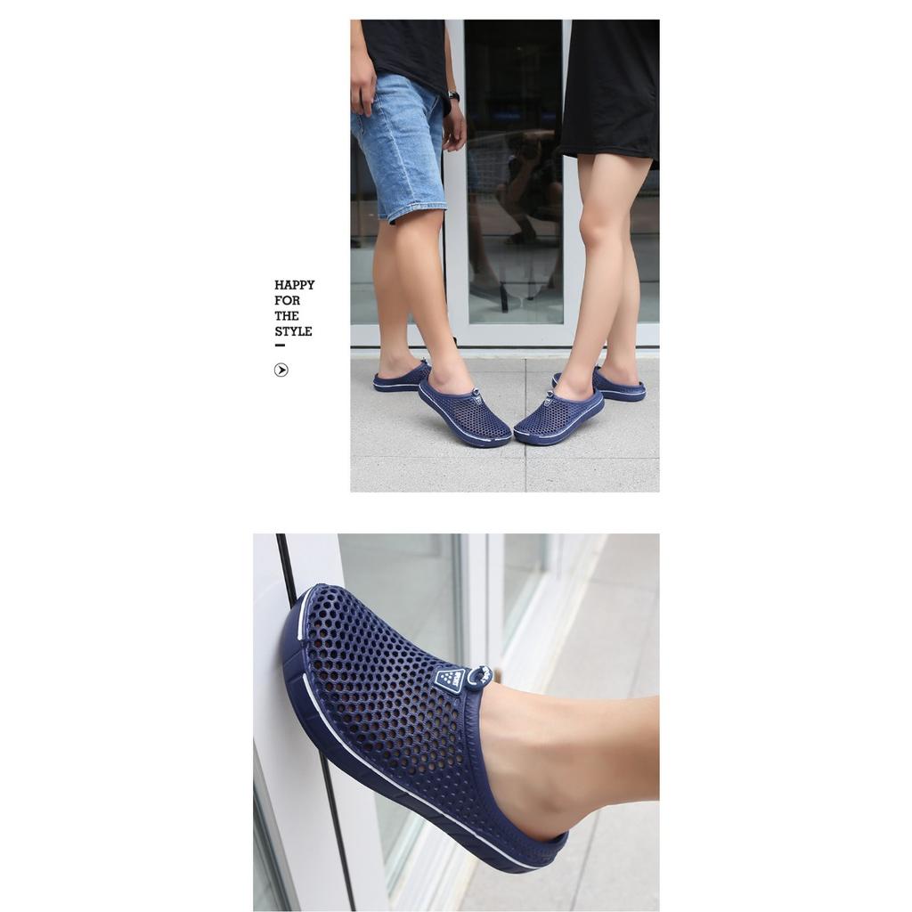 Men's and Women's Slippers with Hollowed Out Breathable Holes, Mueller Shoes, Garden Shoes, Couple Pairs, Half Slippers, Perforated Shoes