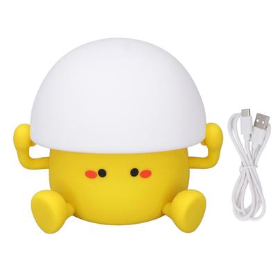 Silicone Night Light Tap On 2 Levels Brightness Cartoon Egg Yolk Rechargeable Silicone Baby Night La