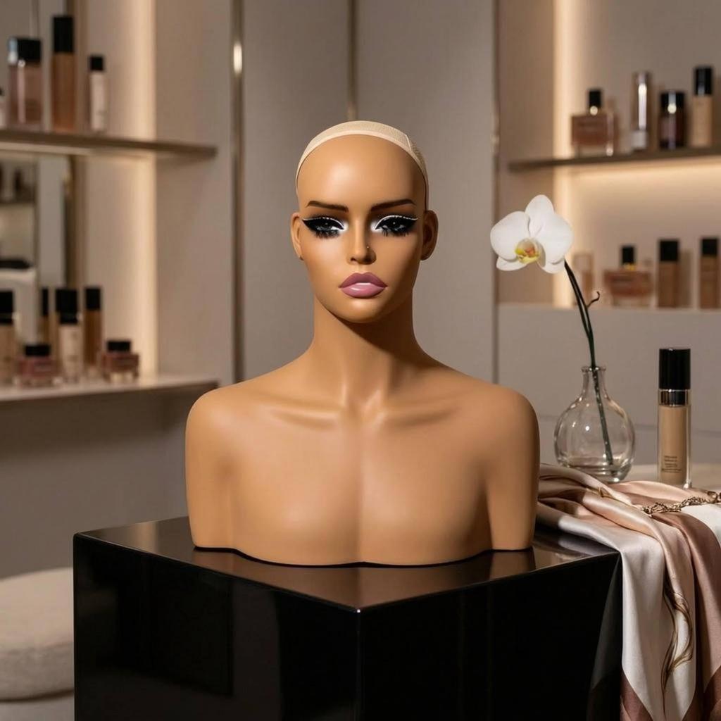 Mannequin Head with Shoulders Toned Hairpiece display Bust Smooth