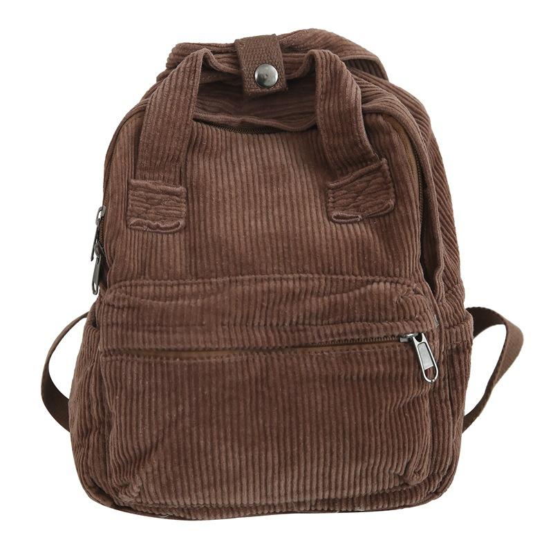 

Женская маленькая сумка, японский однотонный вельветовый школьный рюкзак, студенческий рюкзак коричневый