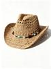 Spot Hollow Woven Beaded Accessories Western Cowboy Hat Cowboy Hat European and American Vacation Sunscreen Straw Hat