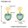 Colorful Heart Glass Stone Tassel Earrings & 18K Gold Plated Stainless Steel Necklace