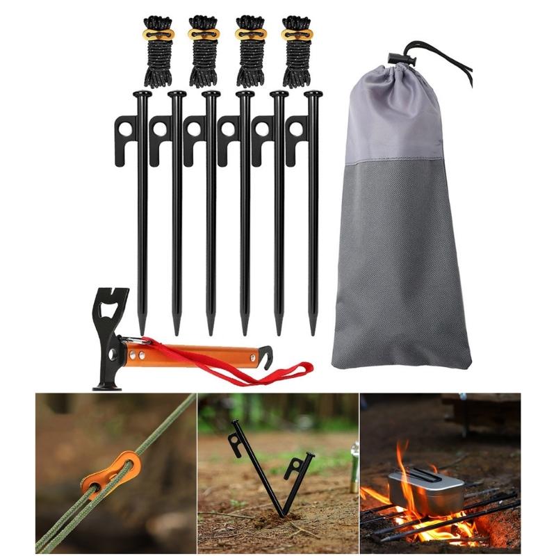 Camping Tent Stakes Aluminium Tent Stakes Peg Garden Ground Anchors With Hook Wind Proof Camp Tent Spikes Canopy Nails