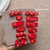 Mini National Flag Hair Clips - Simple Red Headwear for Students