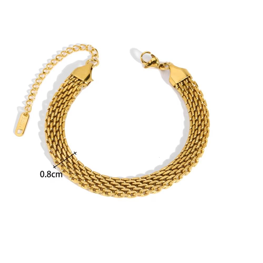 Wide Chunky Twist Bracelets For Women Gold Stainless Steel Link Cubic Chain Bangle Gift