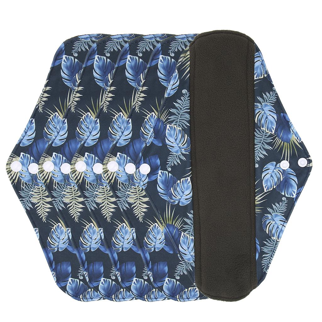 5pcs Washable Menstrual Pad Bamboo Charcoal Soft Printed Exquisite Reusable Sanitary Pad for Women