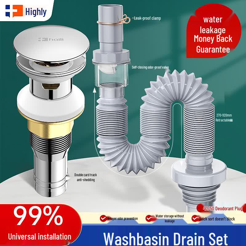 Haili Washbasin Pop-up Drain & Anti-odor Pipe Set