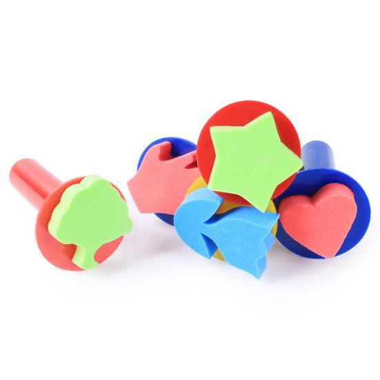 5Pcs Sponge Stamps Cute Shape Easy Using Plastic Handle Kids Craft Painting Stamp Brushes for Drawing