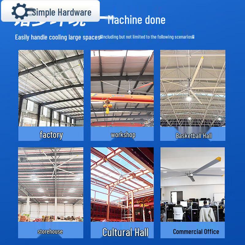Large Industrial Permanent Magnet Ceiling Fan CN plug (adapter included)