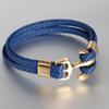 European and American Men, Bracelet Gold Personalized Cowhide Woven Boat Anchor, Genuine Leather Bracelet Leather Rope