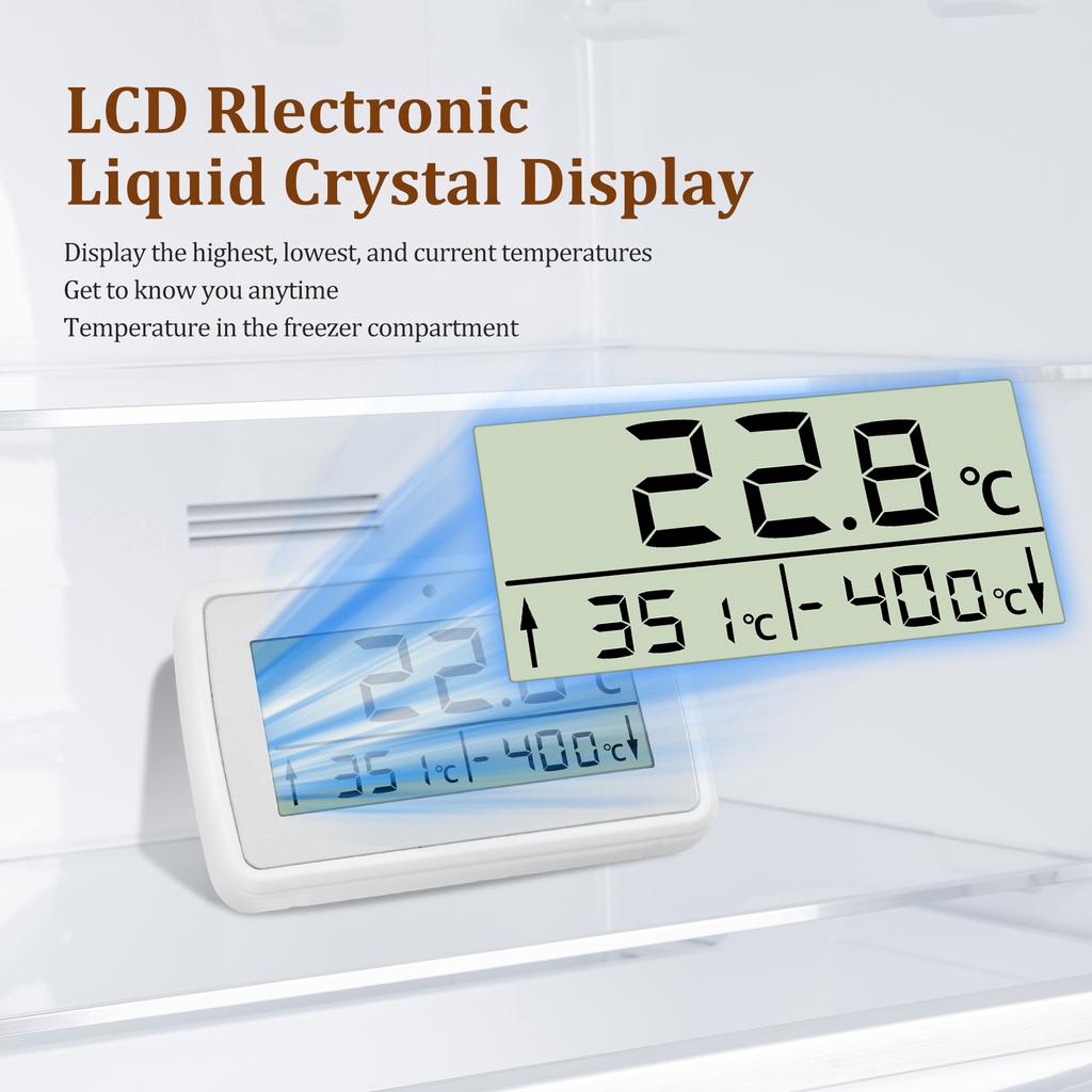 Termometr do lodówki magnetyczny i z alarmem temperatury zawieszenia Termometr do zamrażarki z wyświetlaczem LCD Monitor temperatury
