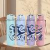 1 PZ Bottiglia d'Acqua Sportiva in Plastica Colorata con Motivo Balena Blu, Inchiostro Blu, 750ml, Ermetica, Tappo con Cannuccia a Flip, Adatta per Sport, Ufficio, Uso Domestico