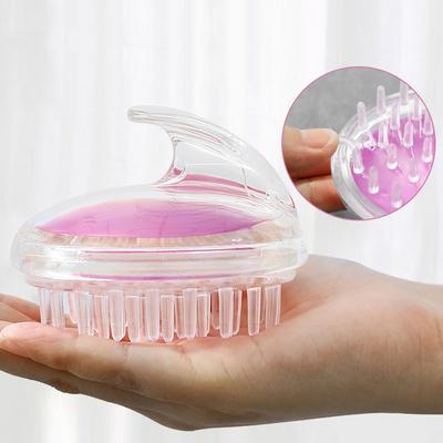 Escova de xampu transparente de silicone, escova de massagem com cabeça redonda, pente de limpeza do couro cabeludo, escova de banho, xampu com airbag, pente de xampu