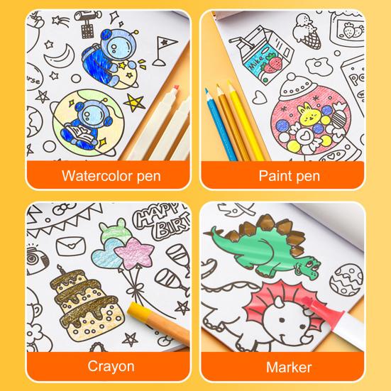 Graffiti Coloring Book Rich Theme Adhesive with Handle Astronaut Pattern Kids Watercolor Graffiti Book Stationery Supply