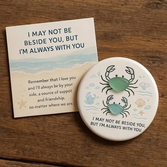 Sea Glass Art Friendship Ornament Round Sea Glass Cat/Crab Christmas Tree Decoration Friendship Keepsake for Best Friends Woman