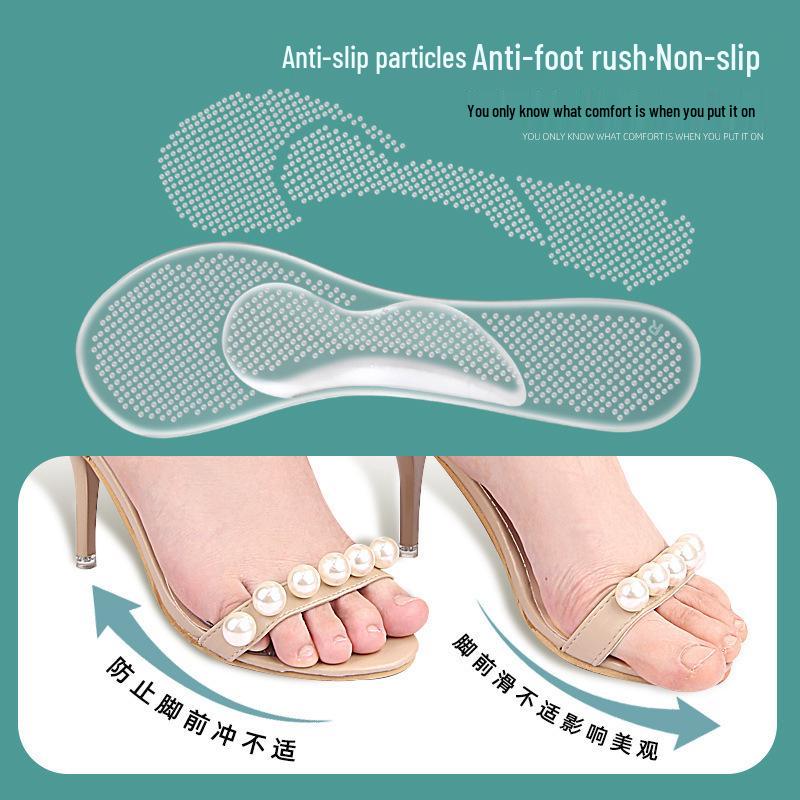 Long Gel Invisible High Heel Half-Size Insoles for Women, Flat Feet Sandal Insoles for Arch Support and Massage, Seven-Point Design