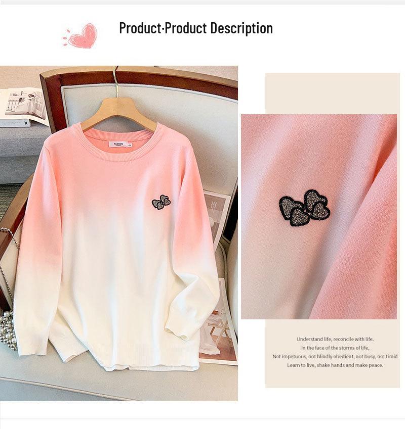 Plus-Size Women's Loose Round Neck Pullover Sweater, Bust 150/160 cm, Fits 200-350 Jin, Knit, Style 8047