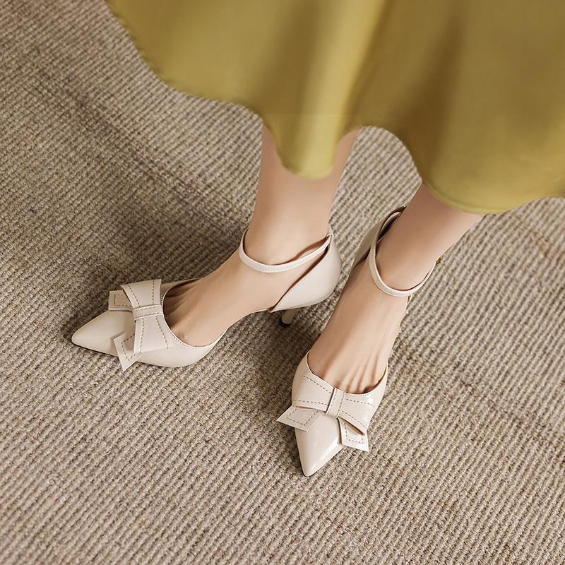 Sheepskin French Pointed Thin Heel High Heels for Women, Single Shoes for Commuting and Dating, Versatile Women's Shoes