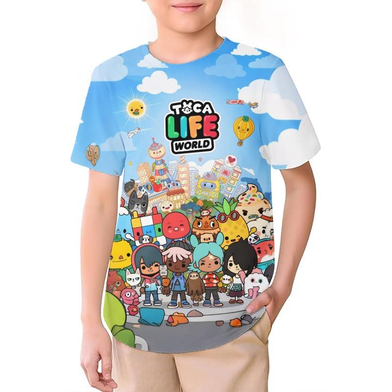 

Summer Boys/girls O-neck game 3D Printing children Toca Life World T-shirt High Quality game Comic Kids Comfortable Soft Tees 150