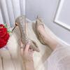 Bridesmaids are not tired of engagement, high heels, champagne high heels, French wedding shoes 2025 spring and autumn new two-wear dress